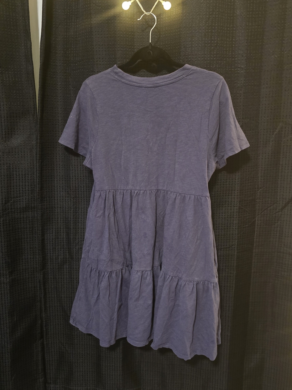 Womens Short Sleeve Tiered Dress Blue